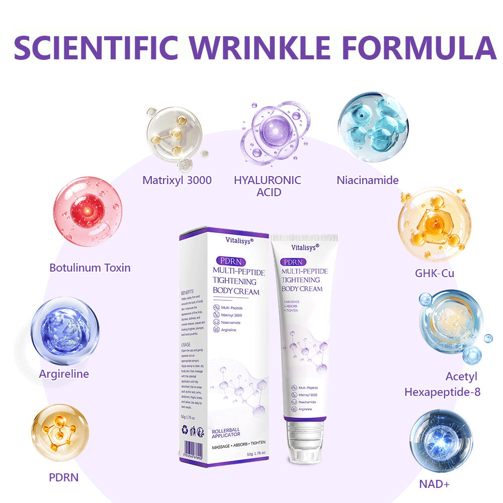 Vitalisys® 🍅PDRN Multi-Peptide Massaging Body Roller Cream- Anti-aging, Hydrating, Skin Firming & Lifting, Skin Repair, Even Tone, Acne and Dark Spot Treatment, Wart and Mole Removal, and Psoriasis Relief.