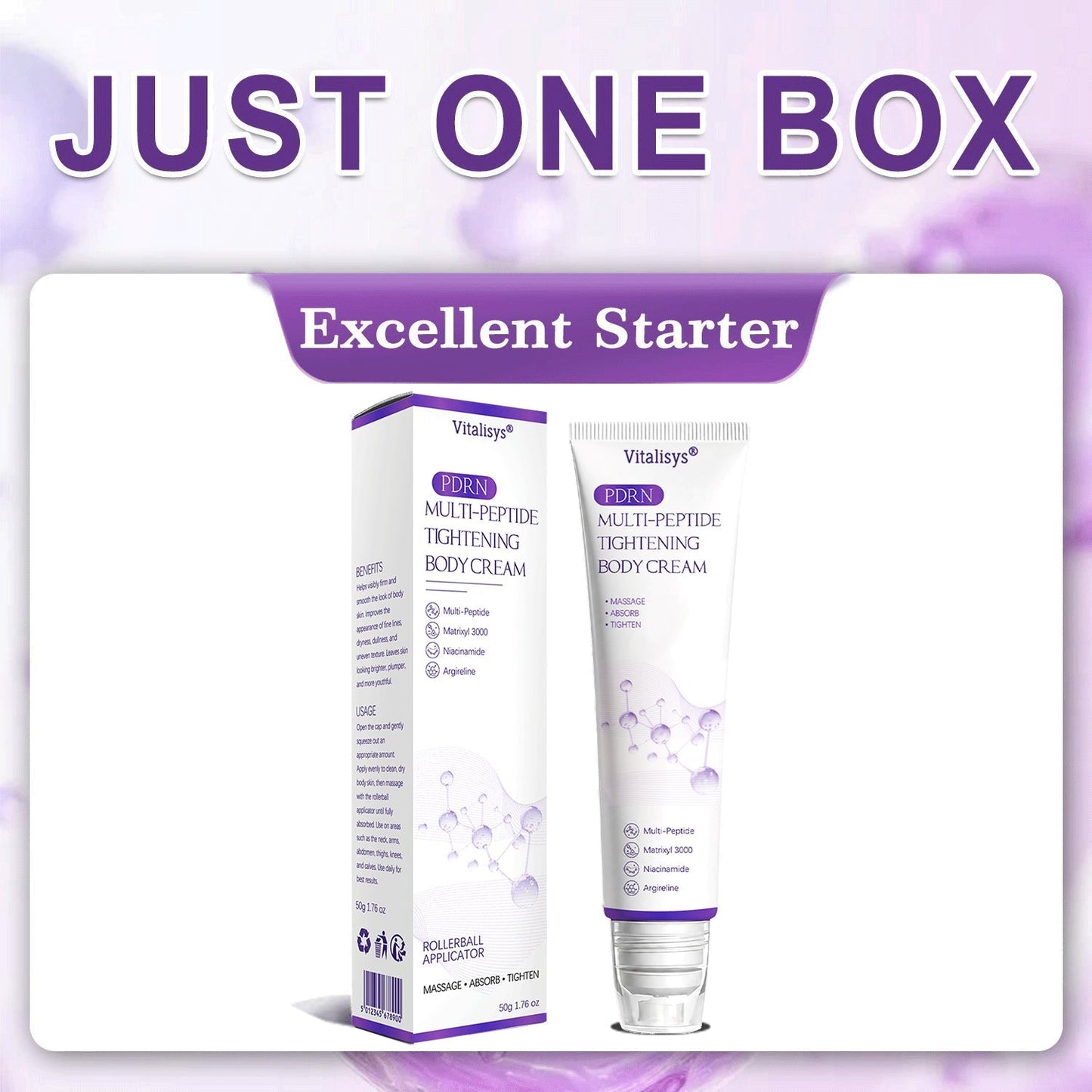 Vitalisys® 🍅PDRN Multi-Peptide Massaging Body Roller Cream- Anti-aging, Hydrating, Skin Firming & Lifting, Skin Repair, Even Tone, Acne and Dark Spot Treatment, Wart and Mole Removal, and Psoriasis Relief.